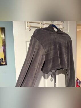 EYE CANDY cropped hooded long sleeve drawstring top!